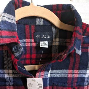 The Children's Place Boys Long Sleeve Flannel Button Down Shirt M (7/8) NWT